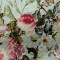 Gabardine coton lycra fond bleu azurin fleurs liberty 4 