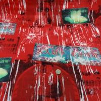 Gabardine coton lycra rouge imprimé chinois 3