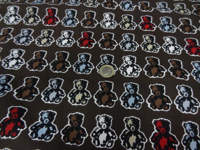 Gabardine coton lycra marron ourson muticolore 1