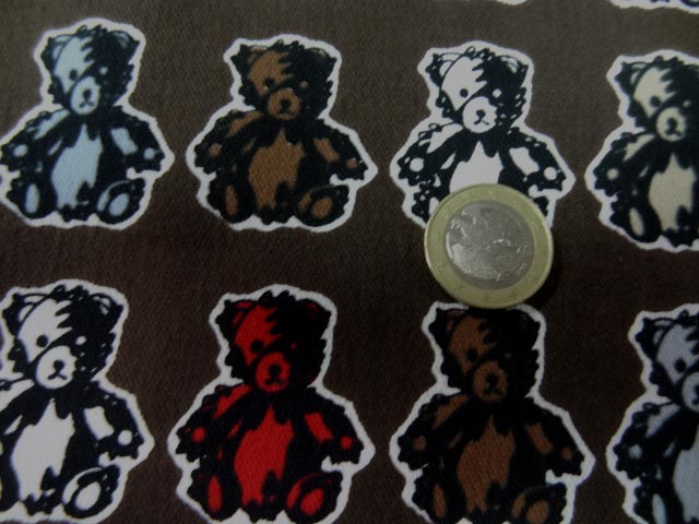 Gabardine coton lycra marron ourson muticolore 2