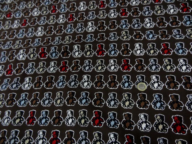 Gabardine coton lycra marron ourson muticolore 3