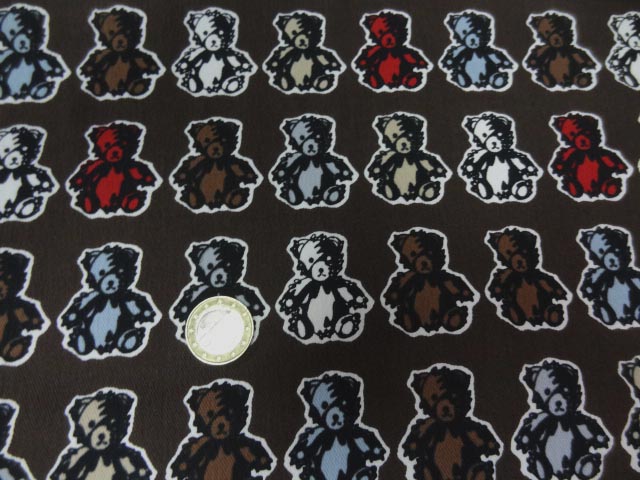 Gabardine coton lycra marron ourson muticolore 4