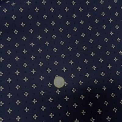 Gabardine coton lycra motif fleurs provencales fond marine 2 