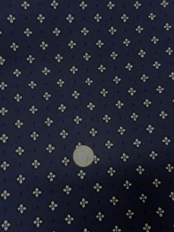 Gabardine coton lycra motif fleurs provencales fond marine 2 