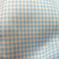 Gabardine legere coton vichy blanc et turquoise 1