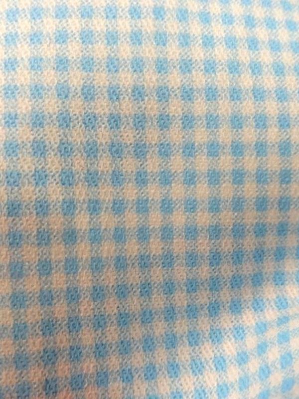 Gabardine legere coton vichy blanc et turquoise 1 