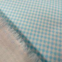 Gabardine legere coton vichy blanc et turquoise 2