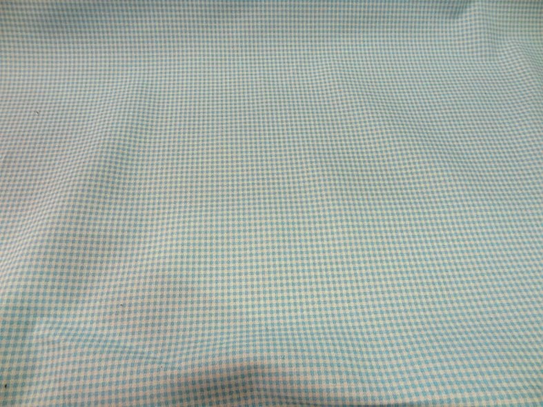 Gabardine legere coton vichy blanc et turquoise 4