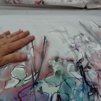 Gabardine legere motif abstrait avec embase 4 