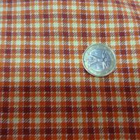 Gabardine lycra coton carreaux ecolier bordeaux abricot 1 