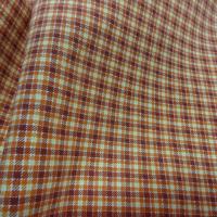 Gabardine lycra coton carreaux ecolier bordeaux abricot 2