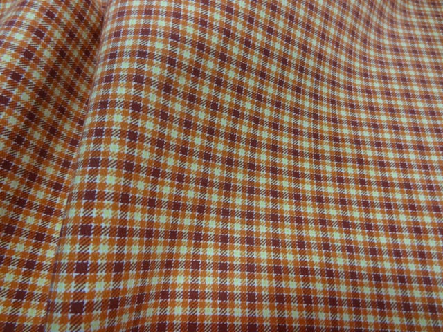 Gabardine lycra coton carreaux ecolier bordeaux abricot 2