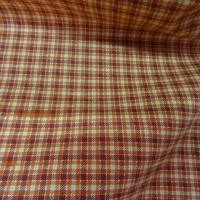 Gabardine lycra coton carreaux ecolier bordeaux abricot 3