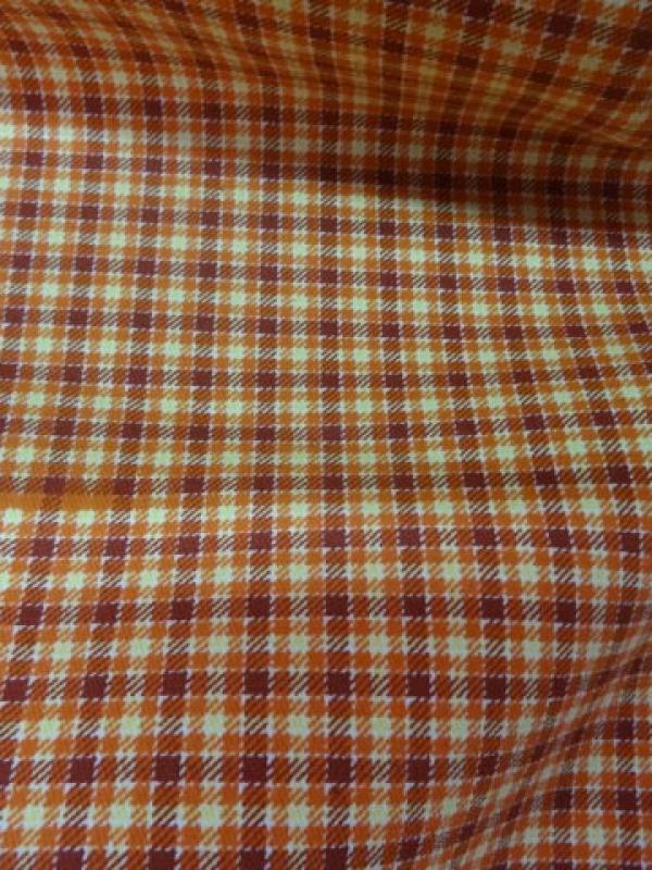 Gabardine lycra coton carreaux ecolier bordeaux abricot 3 