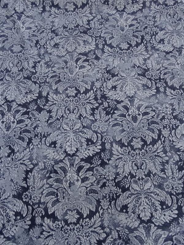 Gabardine motif classique fond bleu de prusse et guede 2