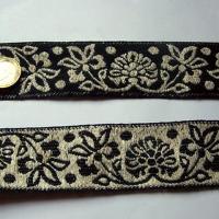 Galon albus coton melange noir et blanc creme 1 