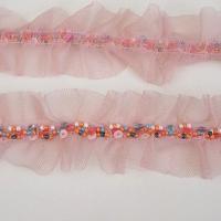 Galon ballet resille rose et perles rocaille 1 