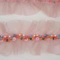 Galon ballet resille rose et perles rocaille 2 