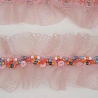 Galon ballet resille rose et perles rocaille 2 