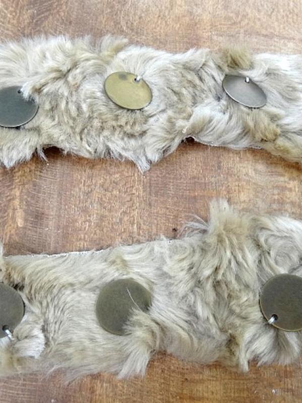 Galon beyla fausse fourrure vanille et sequins laiton vieilli 1