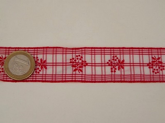 Galon blanc rouge bouquet sur carreaux