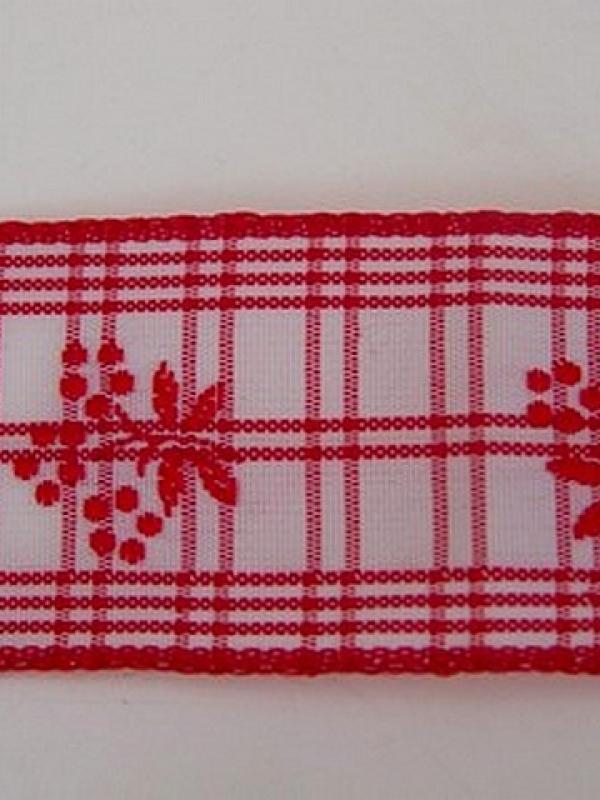 Galon blanc rouge bouquet sur carreaux 2 