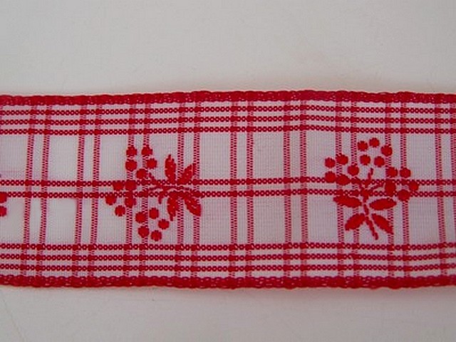 Galon blanc rouge bouquet sur carreaux 2