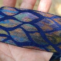 Galon bleu saphir feuillage multicolore 2 