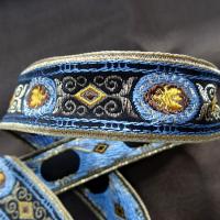 Galon bordure abeille bleu ciel et or 1