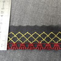 Galon bordure sur resille noire brodee bordeaux et vieil or 2 