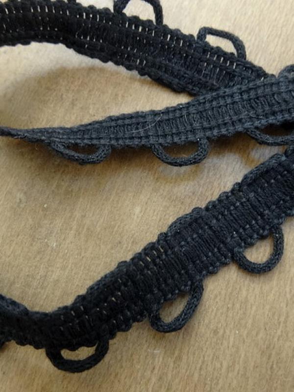 Galon brides en coton passe lacet noir 1 