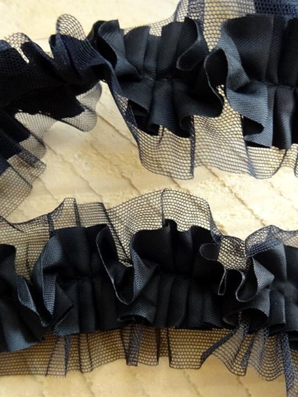 Galon colombine resille et satin noir