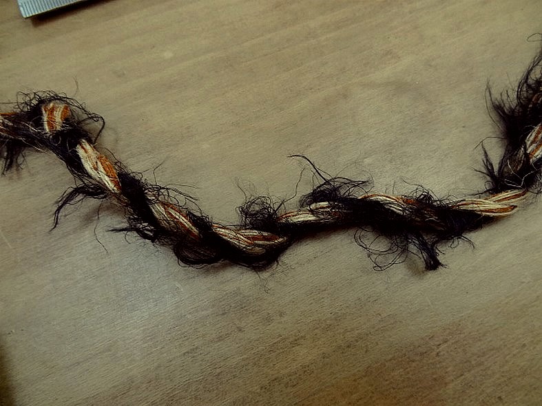 Galon cordelette roulottee laine beige et noir 3