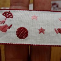 Galon coton blanc casse brode bordeaux et rose enfantin 3 