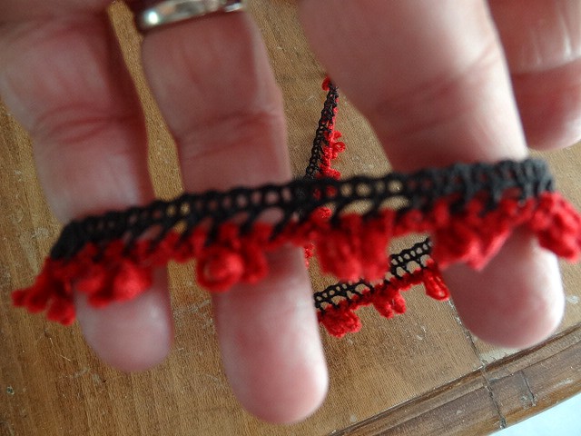 Galon coton velours picots bicolore 3