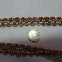 Galon curly marron orange lurex or 3 