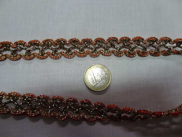 Galon curly marron orange lurex or 3