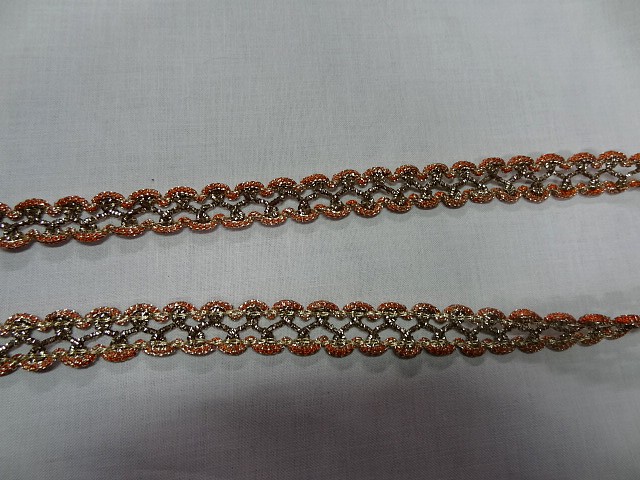 Galon curly marron orange lurex or 4