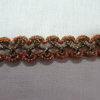 Galon curly marron orange lurex or 5