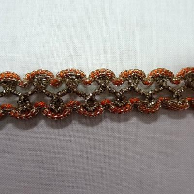 Galon curly marron orange lurex or 5 