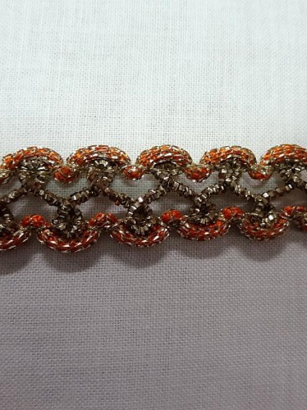 Galon curly marron orange lurex or 5 