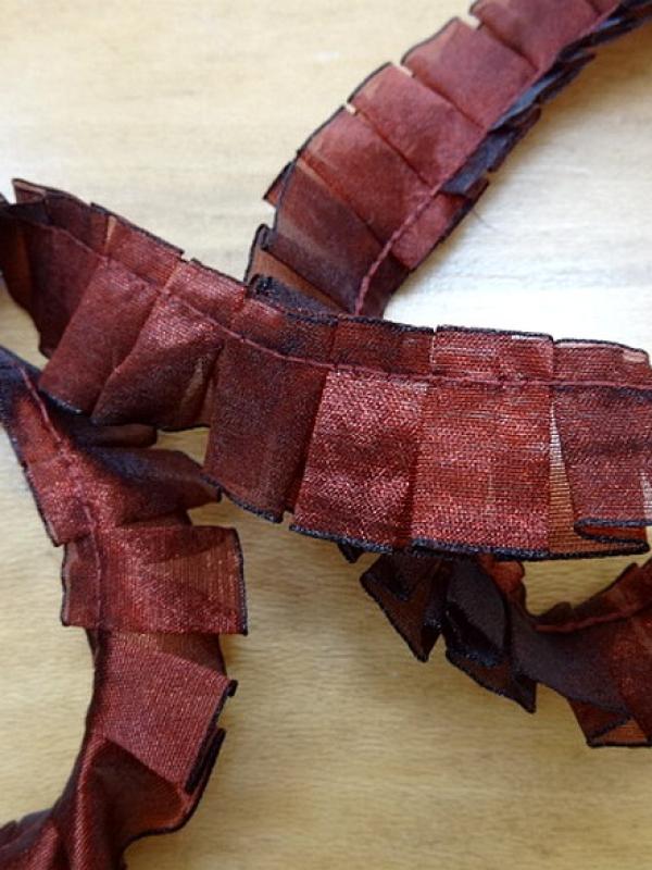 Galon d organza plis plats bordeaux noir 1 