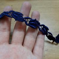 Galon de broderie boutons de rose bleu nuit