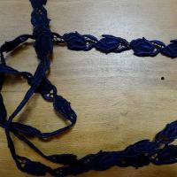 Galon de broderie boutons de rose bleu nuit 1