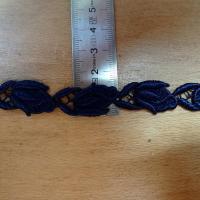 Galon de broderie boutons de rose bleu nuit 3 