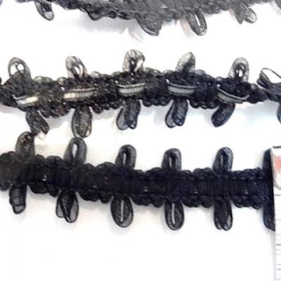 Galon de ruban fin taffetas crochete type croquet noir 2 