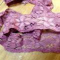 Galon dentelle festonnee de lin rose amarante 1