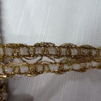 Galon duo chenille blanche et lurex dore 2