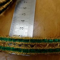 Galon duo velours chenille emeraude lurex dore 3 