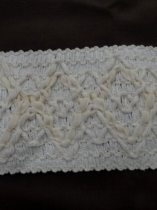 Galon elastique en fils coton blanc casse et creme 1 